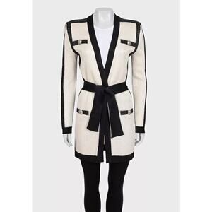 NWOT Balmain White Long Cardigan with Belt - EU36/S
